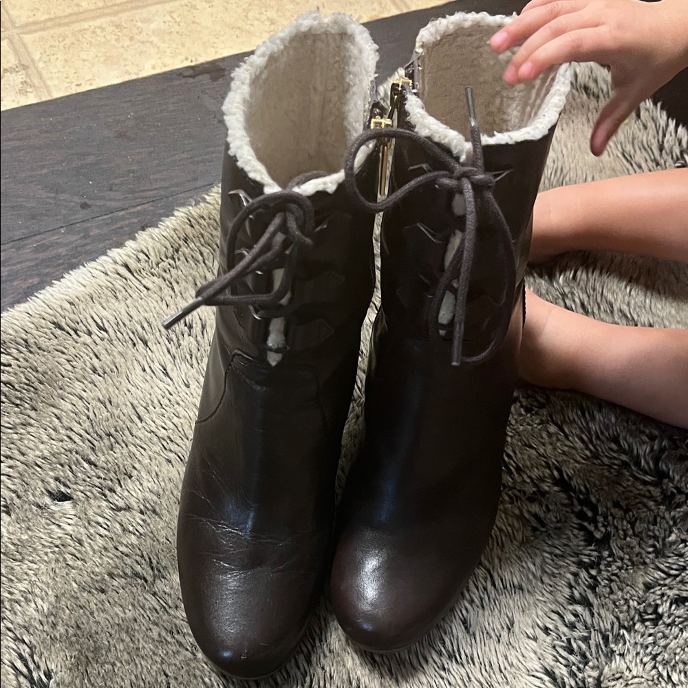 Michael Kors Dark Brown Ankle Boots with Shearling Lining
